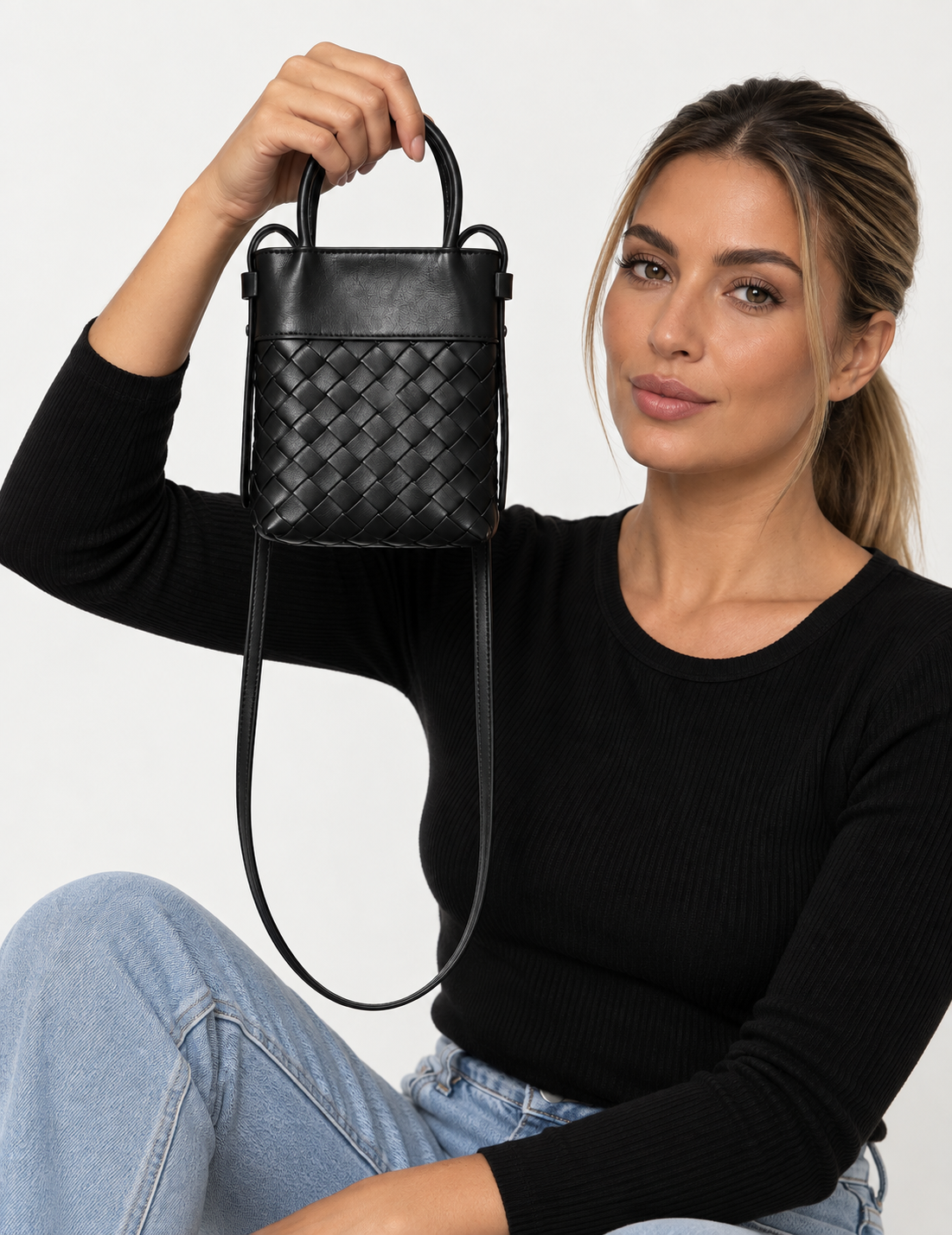 Leren Geweven Crossbody Tas