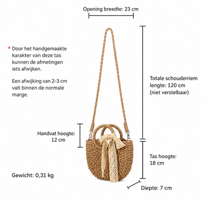 Halfronde Geweven Strandtas – Vakantie Dames Crossbodytas