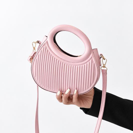 Geribbelde Handtas – Crossbody met Ronde Handgreep