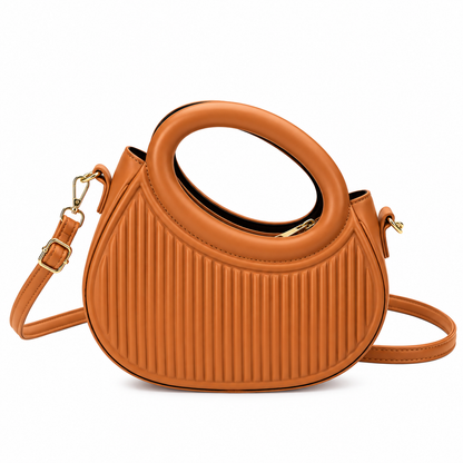Geribbelde Handtas – Crossbody met Ronde Handgreep