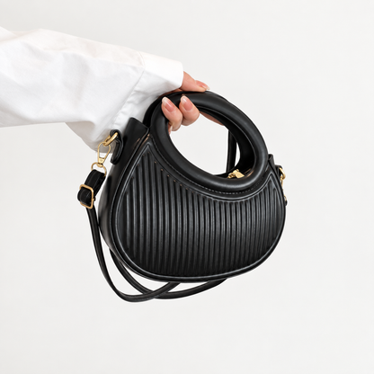 Geribbelde Handtas – Crossbody met Ronde Handgreep