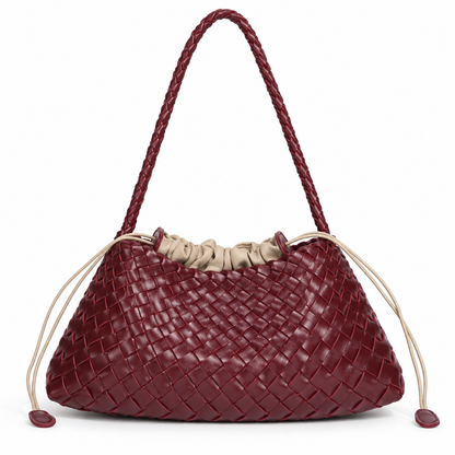 Gevlochten Bucket Bag – Dames Schoudertas met Trekkoord