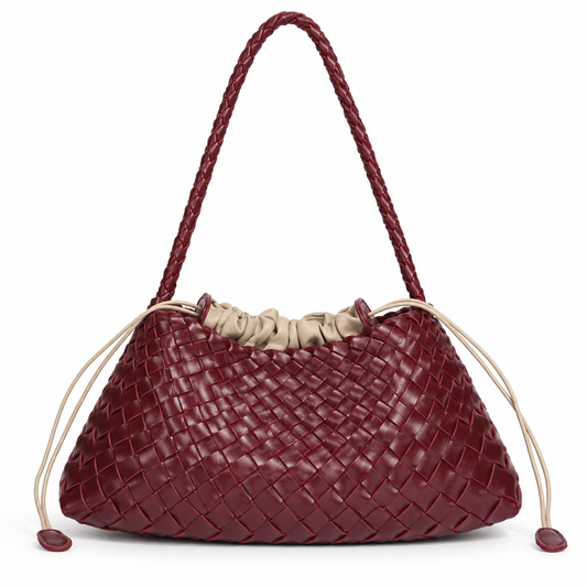 Gevlochten Bucket Bag – Dames Schoudertas met Trekkoord