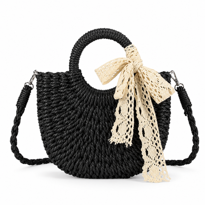 Halfronde Geweven Strandtas – Vakantie Dames Crossbodytas