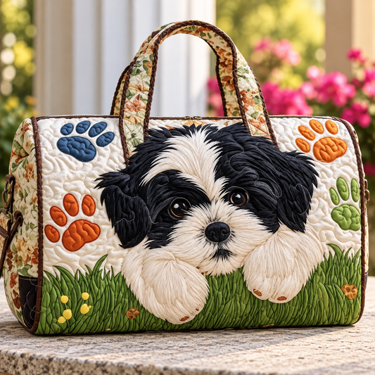Kleurrijke Dierenprint Tas – Grote Gewatteerde Shopper met Honden