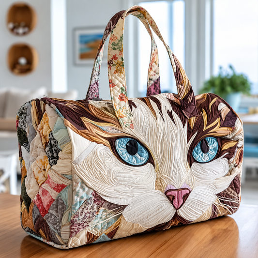 Kleurrijke Dierenprint Tas – Grote Gewatteerde Shopper met Katten