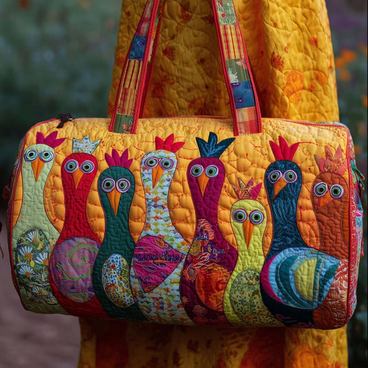 Kleurrijke Dierenprint Tas – Grote Gewatteerde Shopper met Vogels