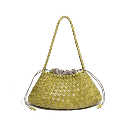 Gevlochten Bucket Bag – Dames Schoudertas met Trekkoord