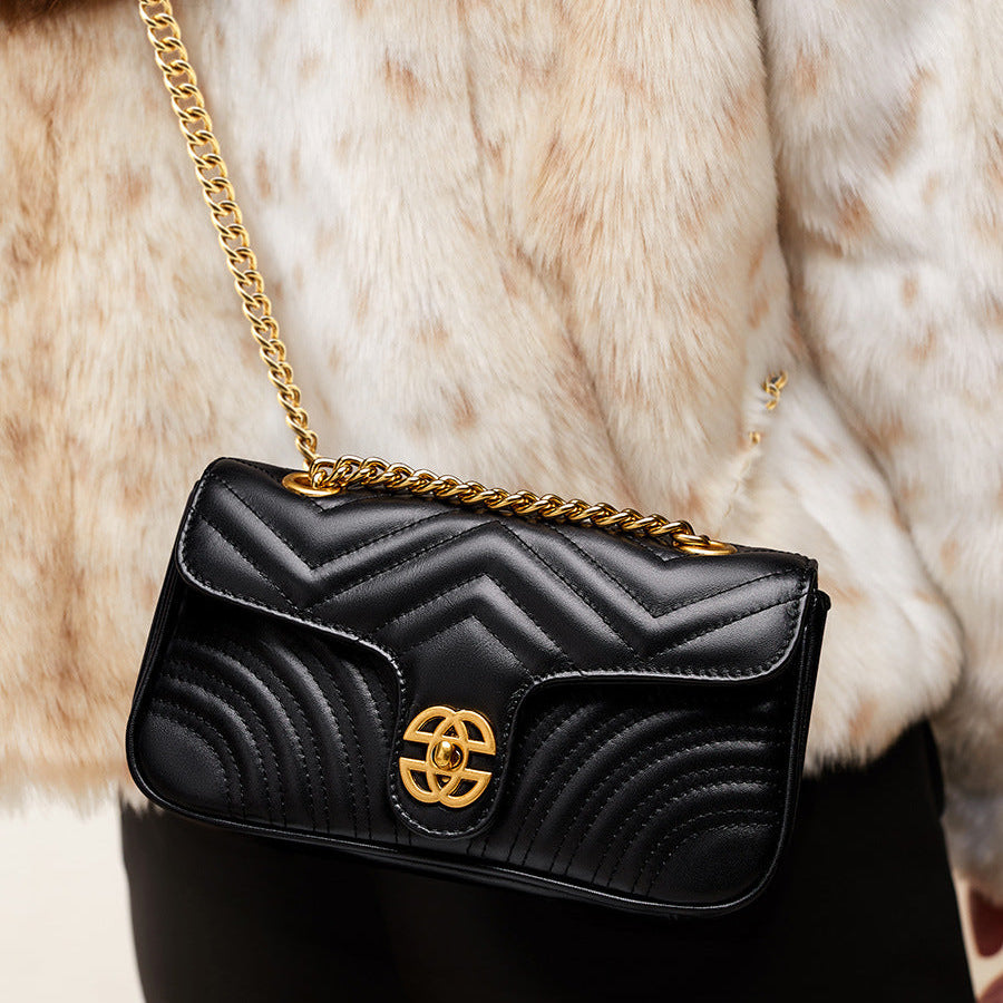 Gewatteerde Leren Schoudertas – Elegante Dames Crossbodytas