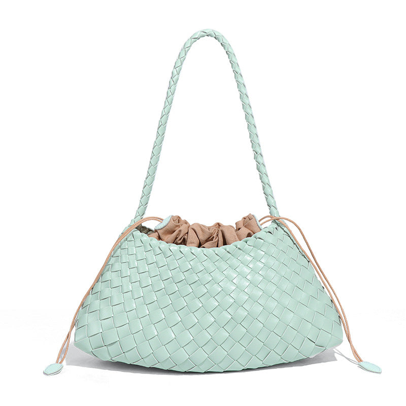 Gevlochten Bucket Bag – Dames Schoudertas met Trekkoord