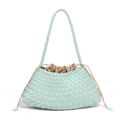 Gevlochten Bucket Bag – Dames Schoudertas met Trekkoord