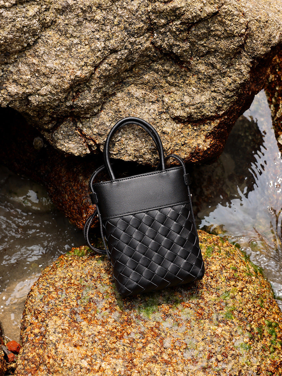 Leren Geweven Crossbody Tas
