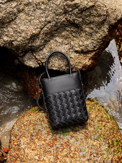 Leren Geweven Crossbody Tas