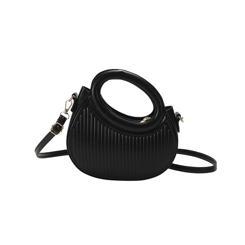 Geribbelde Handtas – Crossbody met Ronde Handgreep