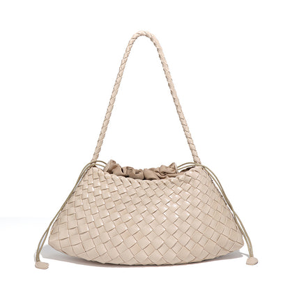 Gevlochten Bucket Bag – Dames Schoudertas met Trekkoord