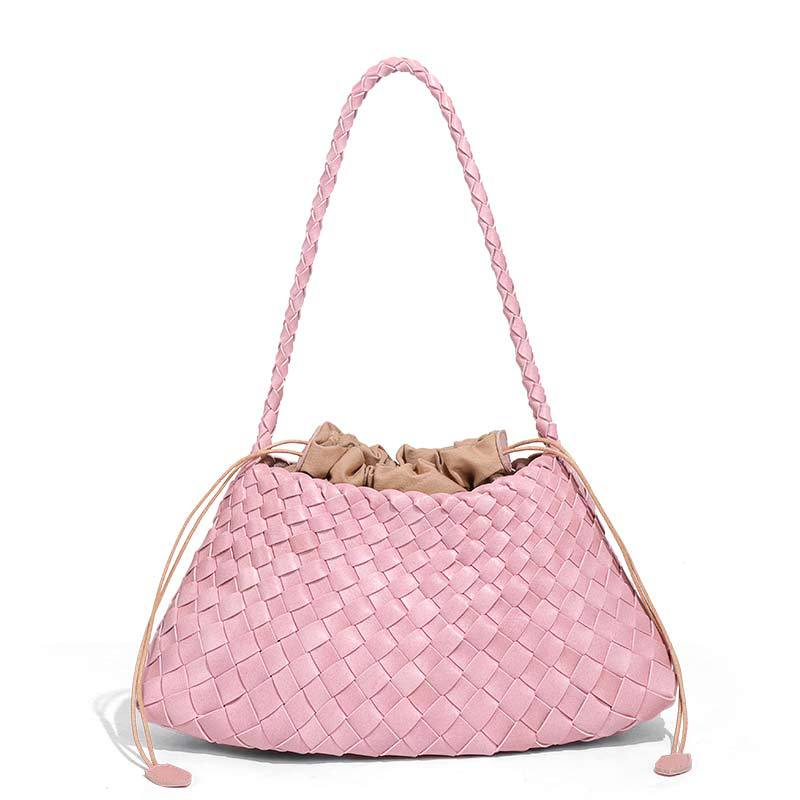 Gevlochten Bucket Bag – Dames Schoudertas met Trekkoord