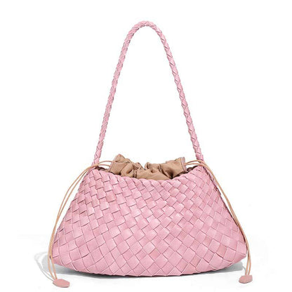 Gevlochten Bucket Bag – Dames Schoudertas met Trekkoord