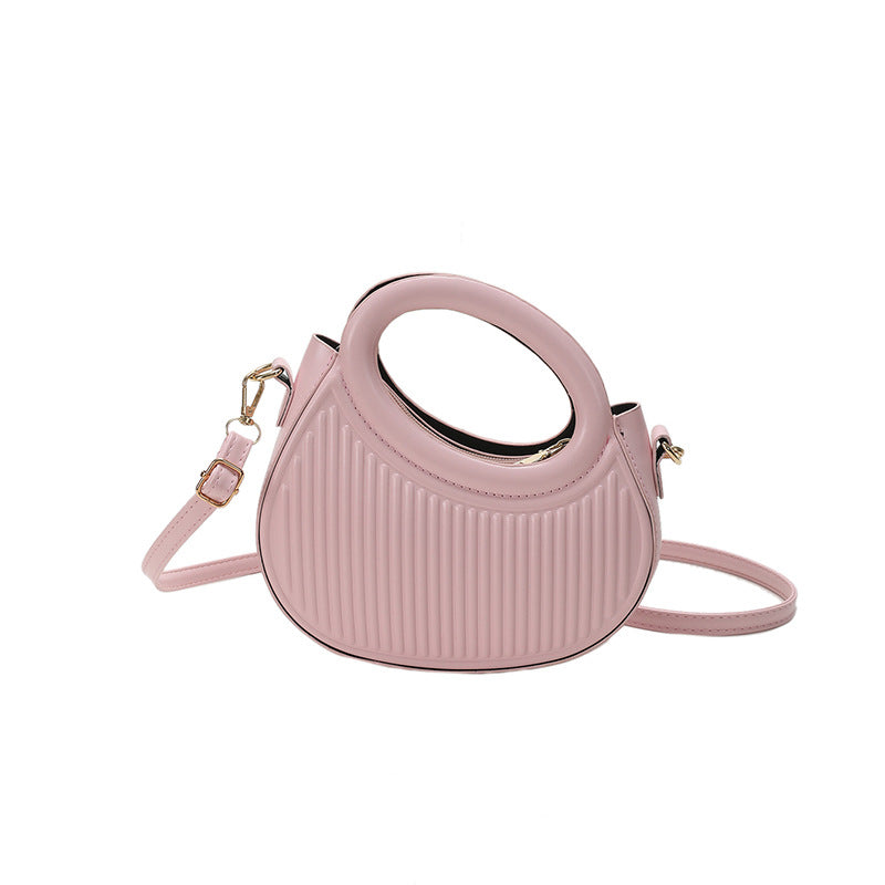 Geribbelde Handtas – Crossbody met Ronde Handgreep