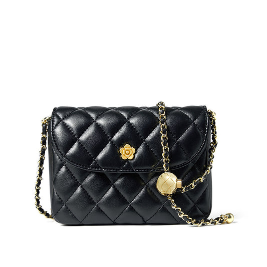 Gewatteerde Leren Schoudertas – Elegante Crossbody Kettingband