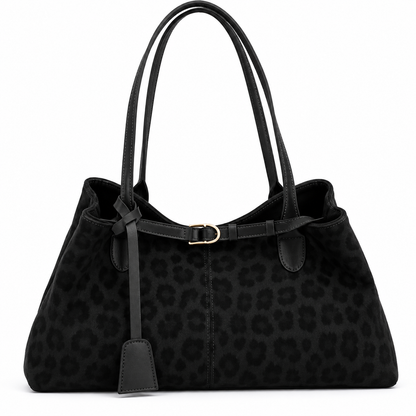 Luipaardprint Schoudertas – Suède-look Dames Tas met Gesp